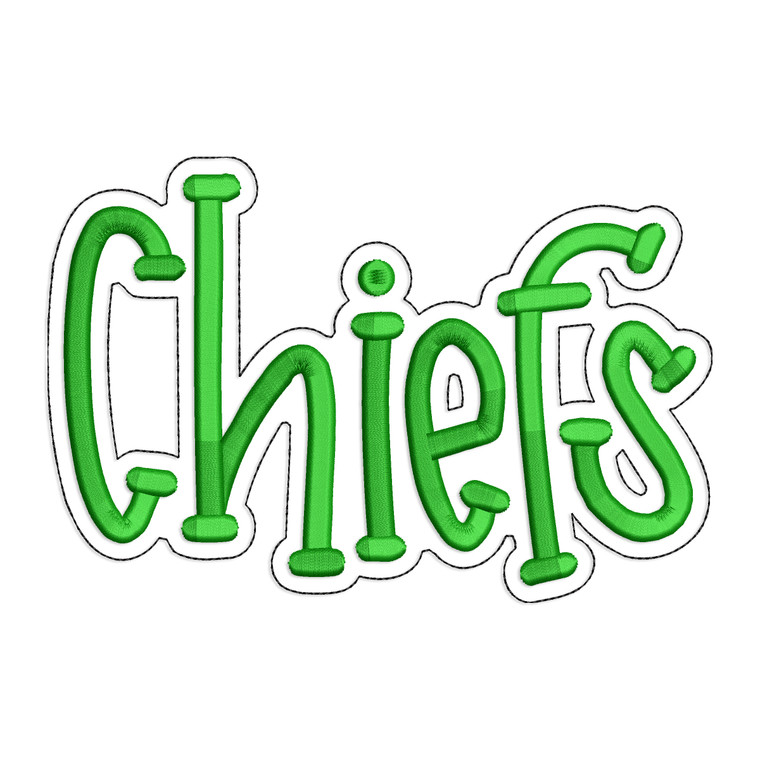Chiefs with a Bean Stitch Outline Machine Embroidery Design