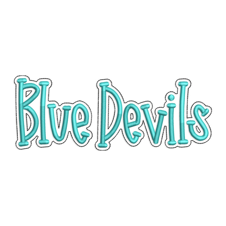 Blue Devils with a Bean Stitch Outline Machine Embroidery Design