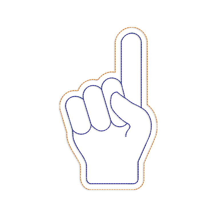 Foam Finger Number 1 Hand Bean Stitch Double Applique Machine Embroidery Design