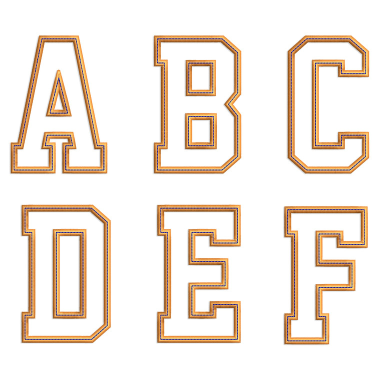 Varsity Applique w/ Top Stitch Machine Embroidery Alphabet - Half Sizes