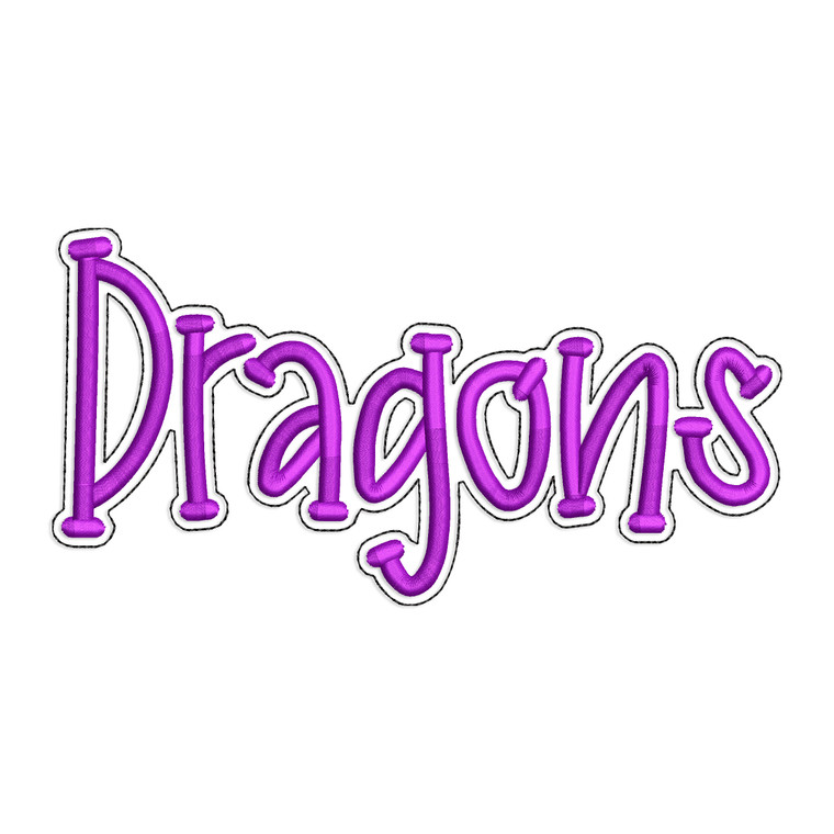 Dragons with a Bean Stitch Outline Machine Embroidery Design