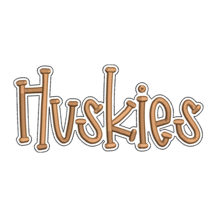 Huskies with a Bean Stitch Outline Machine Embroidery Design