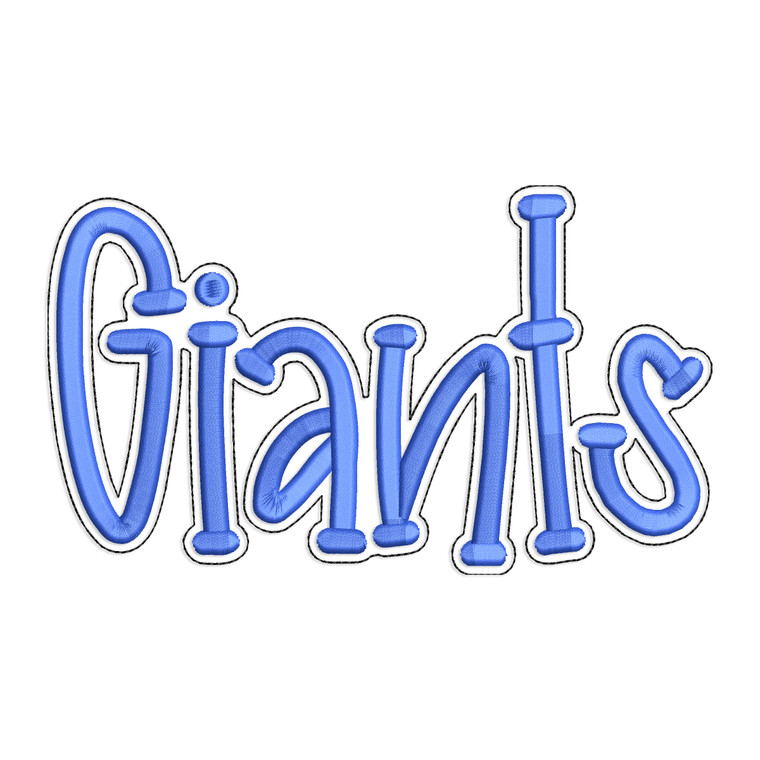 Giants with a Bean Stitch Outline Machine Embroidery Design