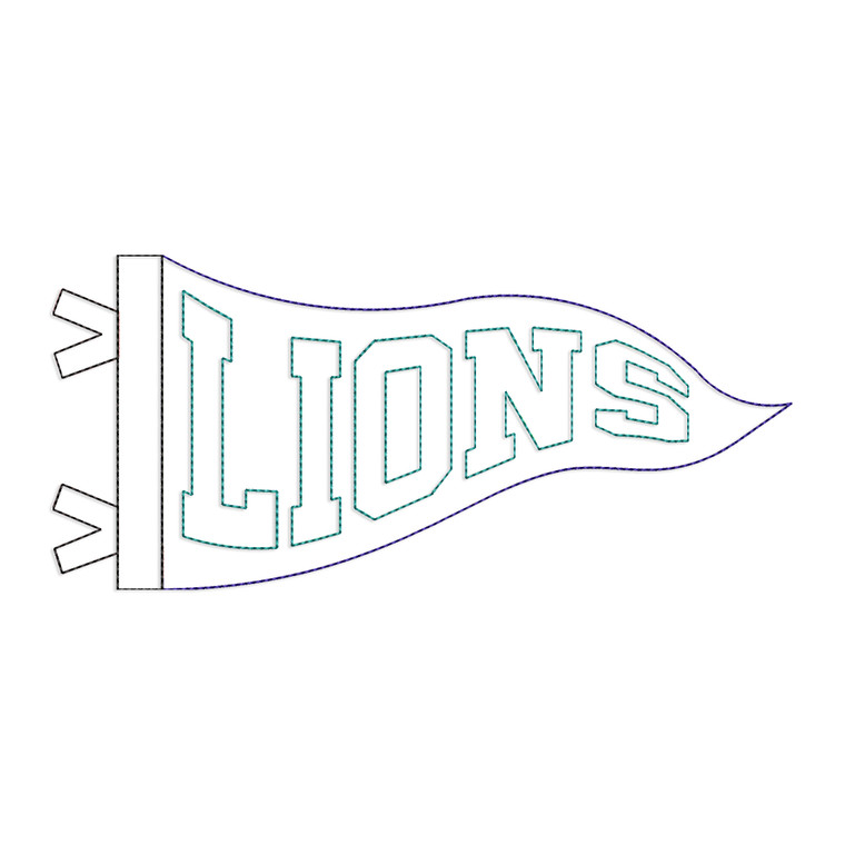 Lions Wavy Pennant Flag Bean Stitch Raggy Applique Machine Embroidery Design