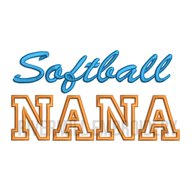 Softball Nana Applique Machine Embroidery Design