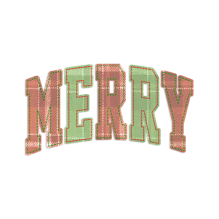 Arched Merry Bean Stitch Raggy  Applique Machine Embroidery Design