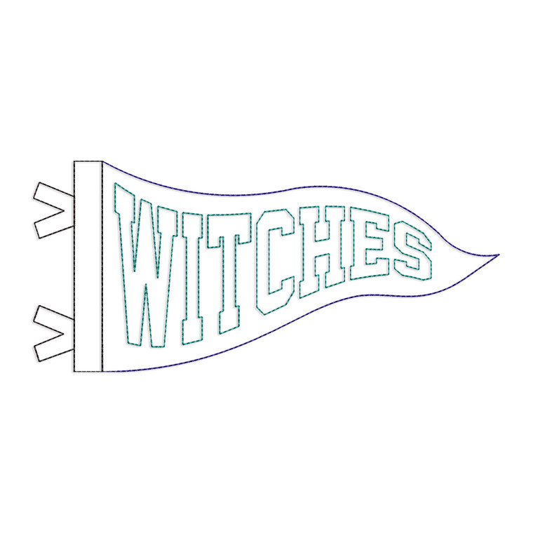 Witches Wavy Pennant Flag Bean Stitch Raggy Applique Machine Embroidery Design