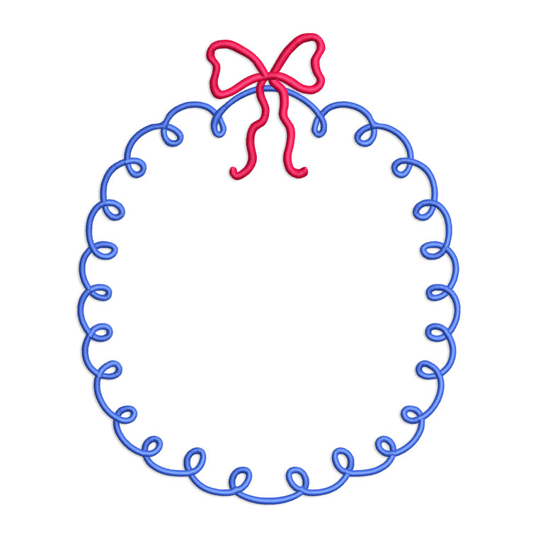 Doodle Monogram or Initial Frame with a Bow Machine Embroidery Design