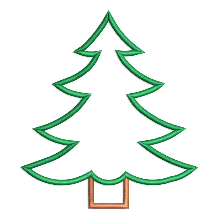Applique Christmas Tree Machine Embroidery Design #2