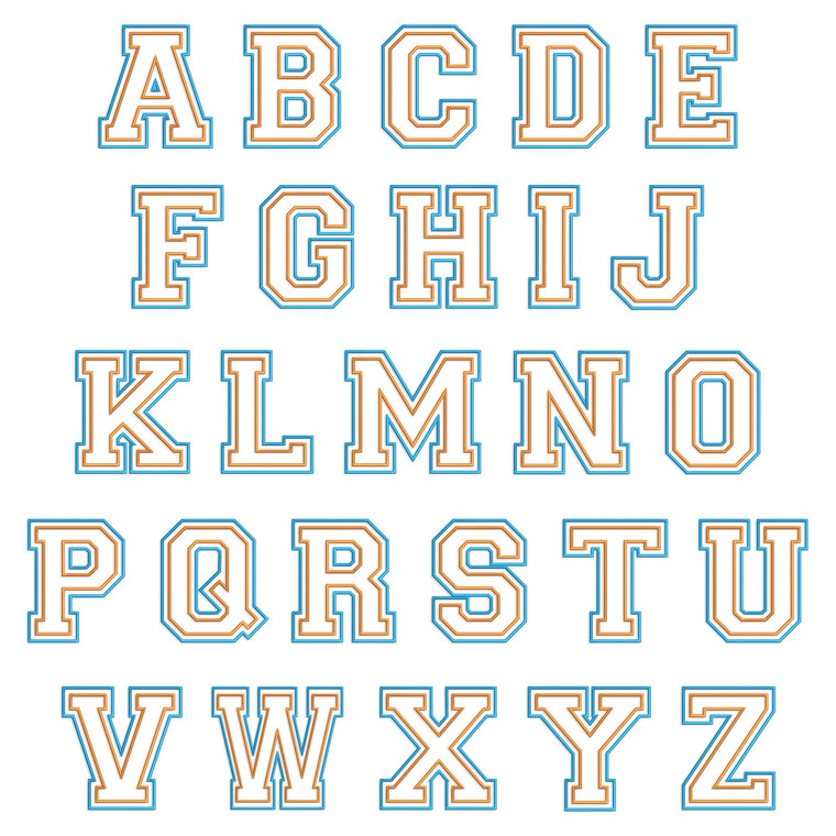 Large Double Applique Varsity (Style 2) Machine Embroidery Alphabet Font