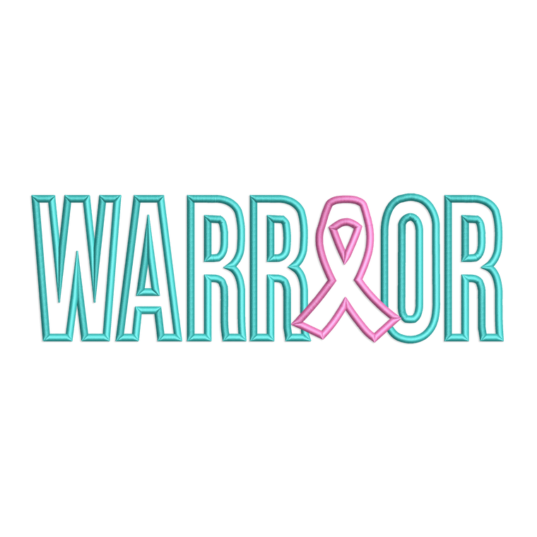 Warrior w/ Cancer Ribbon Machine Embroidery Design