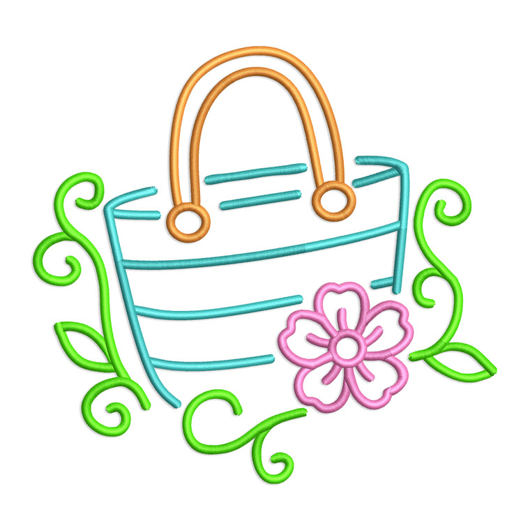 Floral Beach Bag Machine Embroidery Design