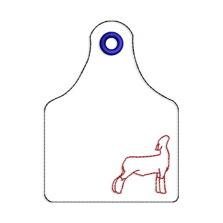 ITH Ear Tag Shaped Bag Tag with Show Ewe Sheep Machine Embroidery Design