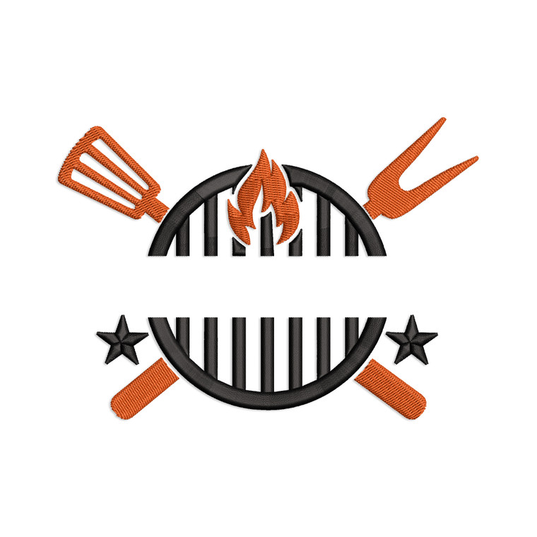 Grill & Tools Split Machine Embroidery Design
