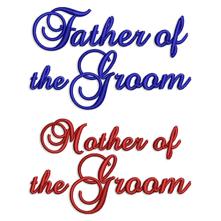 Mother & Father of the Groom Bridal Party Shirt Cuff Machine Embroidery Designs