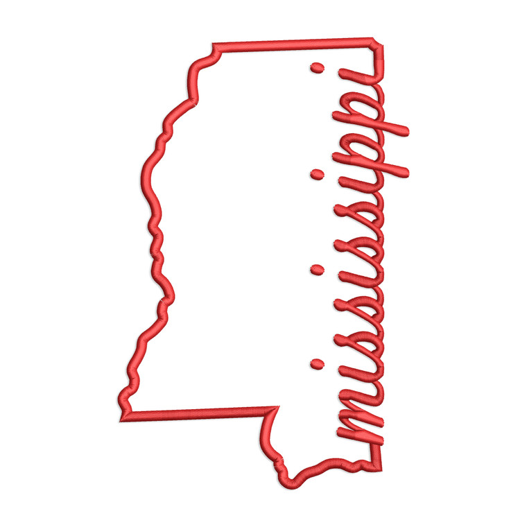 Large Mississippi Outline Machine Embroidery Design