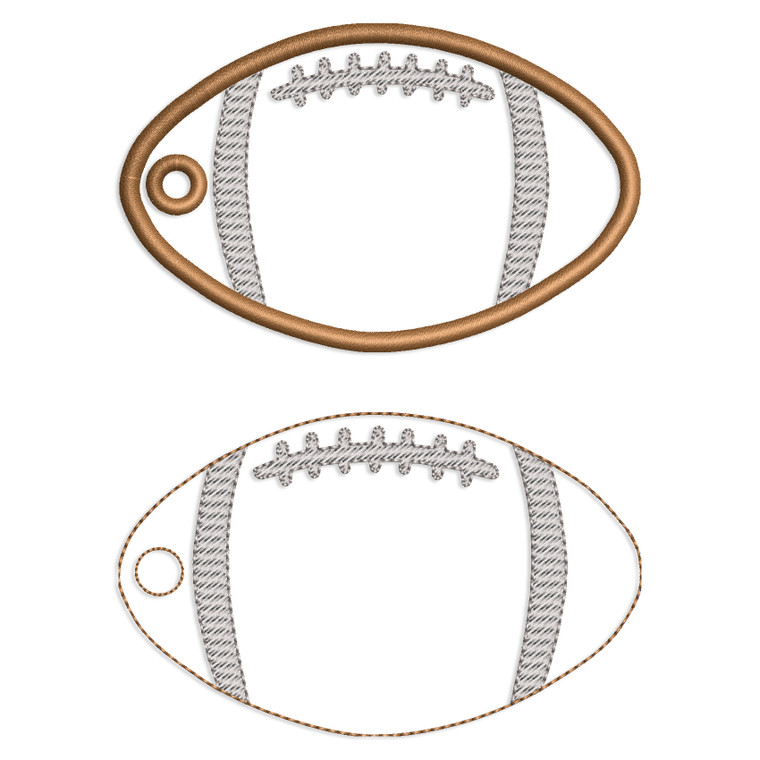 ITH Football Shaped Bag Tag Machine Embroidery Design