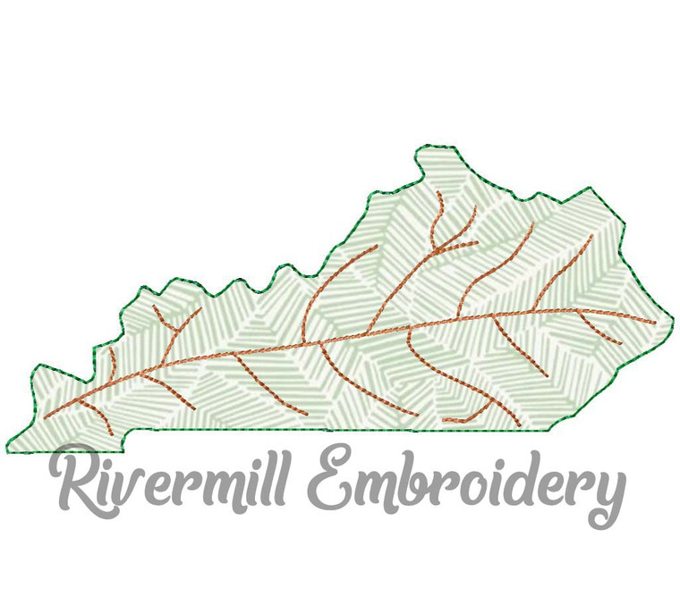 Raggy Applique Kentucky as a Leaf Machine Embroidery Design