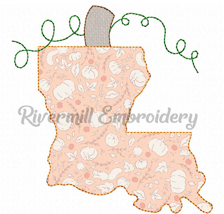 Raggy Applique Louisiana as a Pumpkin Machine Embroidery Design