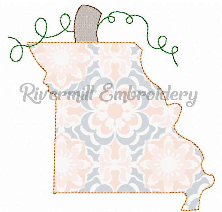 Raggy Applique Missouri as a Pumpkin Machine Embroidery Design