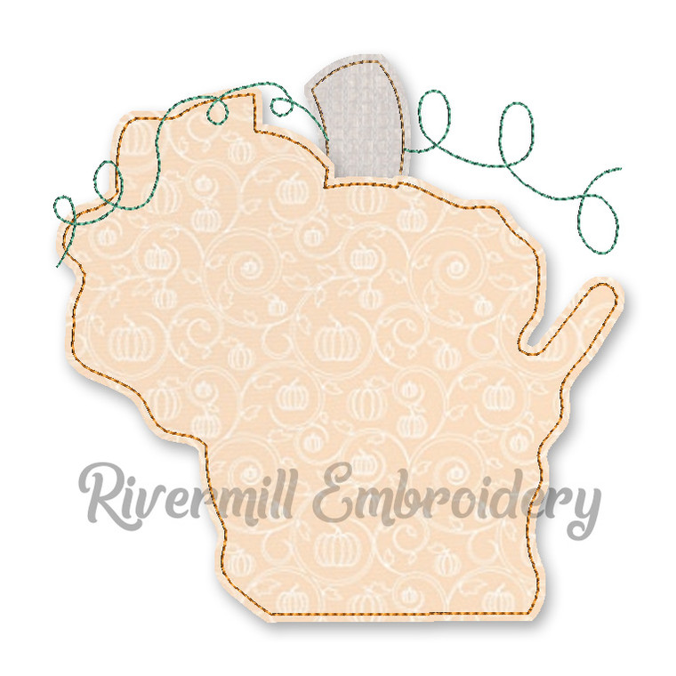 Raggy Applique Wisconsin as a Pumpkin Machine Embroidery Design