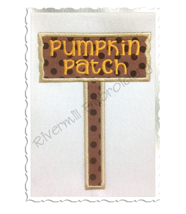 FREE Applique Pumpkin Patch Sign Machine Embroidery Design