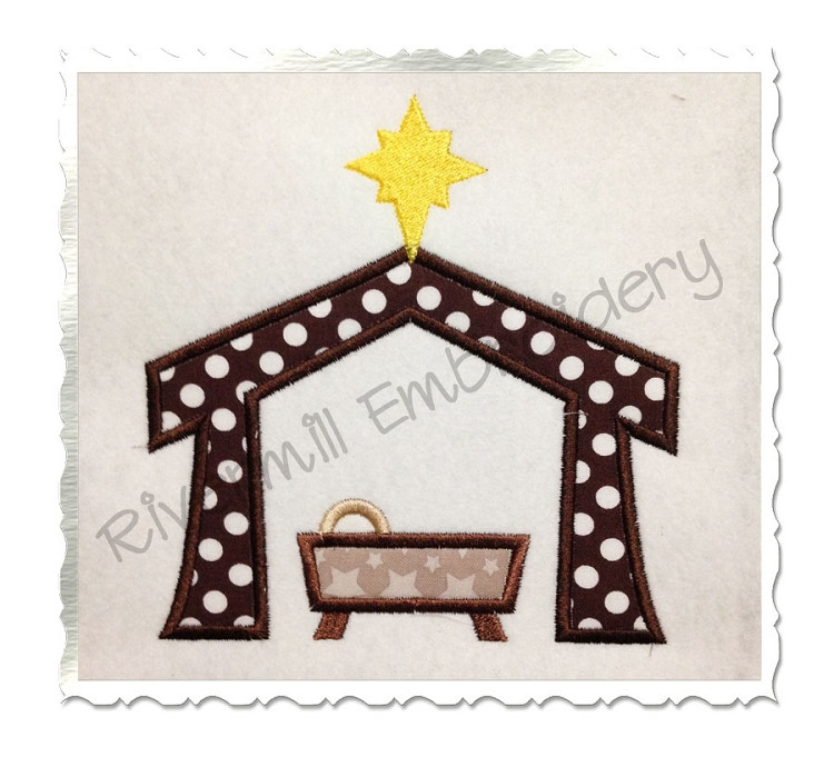Manger Nativity Applique Machine Embroidery Design
