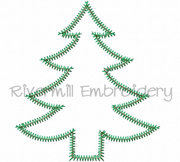 Zig Zag Applique Christmas Tree Machine Embroidery Design