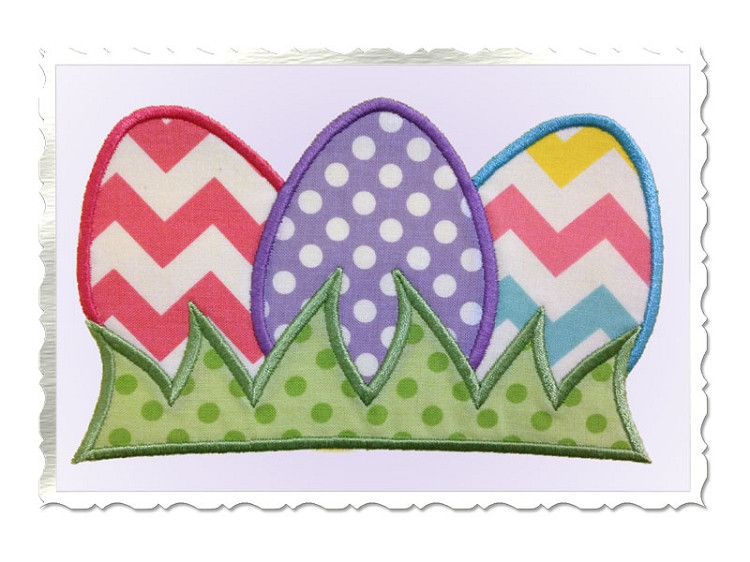 Applique Easter Eggs In Grass Machine Embroidery Design
