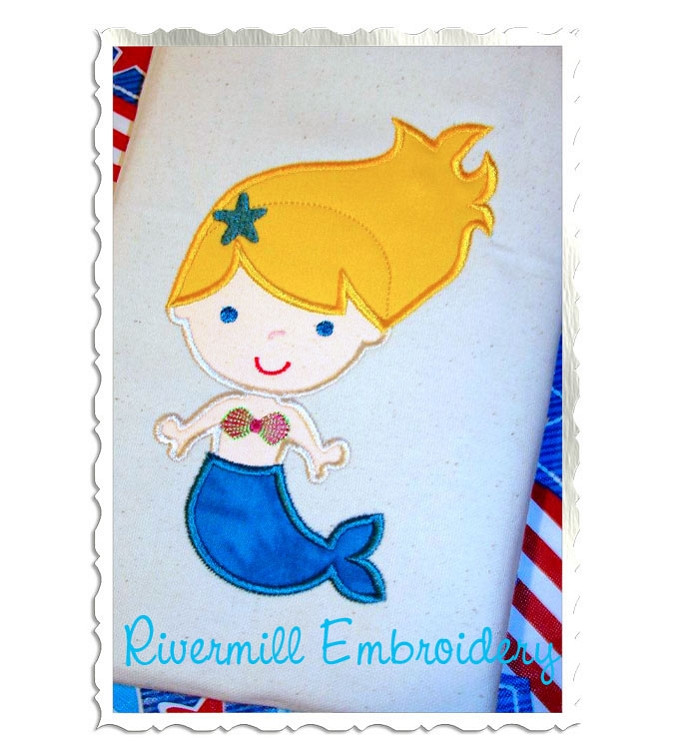 Applique Mermaid Machine Embroidery Design