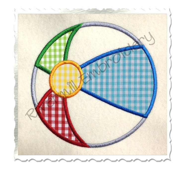 Beach Ball Applique Machine Embroidery Design