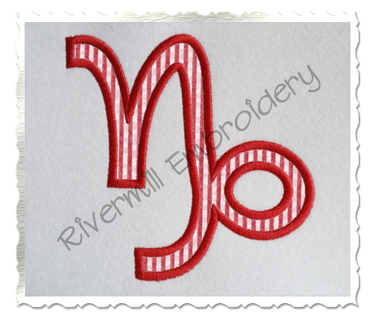 Applique Capricorn Astrology Symbol Machine Embroidery Design