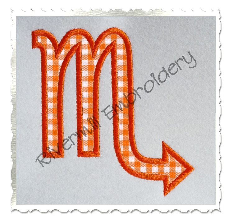 Applique Scorpio Astrology Symbol Machine Embroidery Design