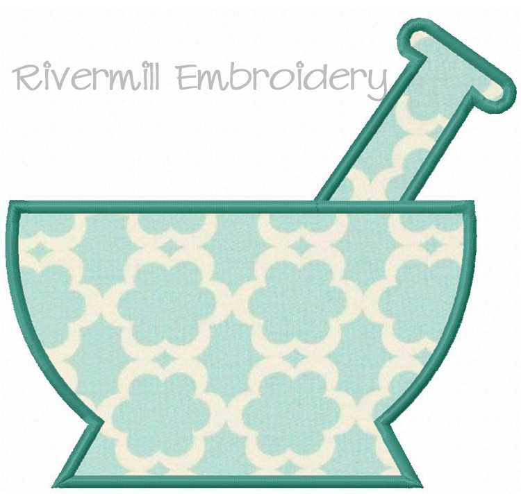 Applique Mortar and Pestle Machine Embroidery Design