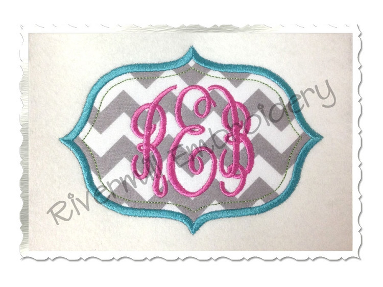 Applique Name or Monogram Frame Machine Embroidery Design (#2)
