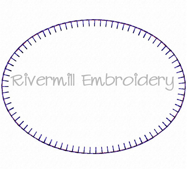 Oval Blanket Stitch Applique Frame Machine Embroidery Design