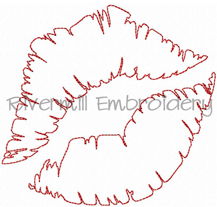 Raggy Applique Lipstick Print Machine Embroidery Design