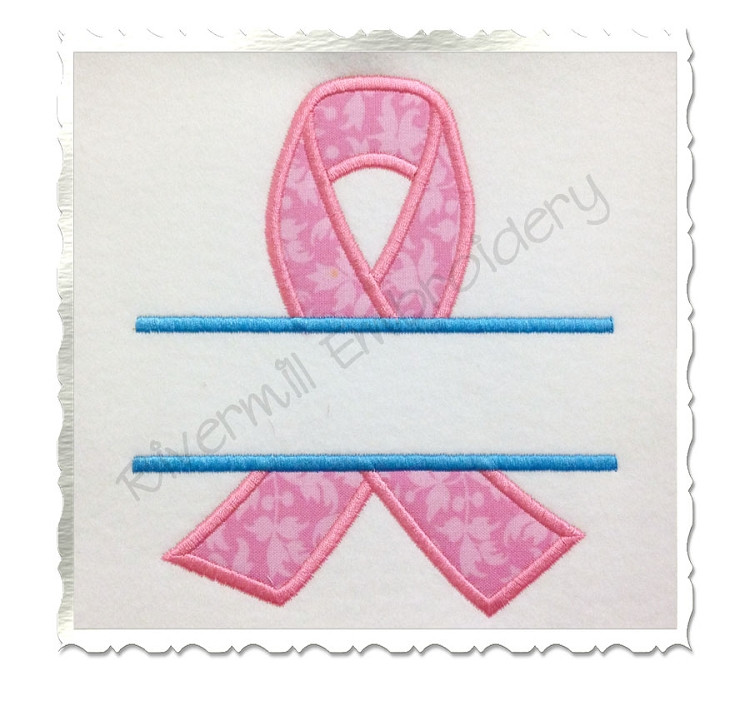 Split Applique Awareness Ribbon Machine Embroidery Design