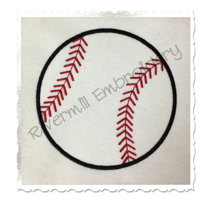 Applique Baseball or Softball Machine Embroidery Design