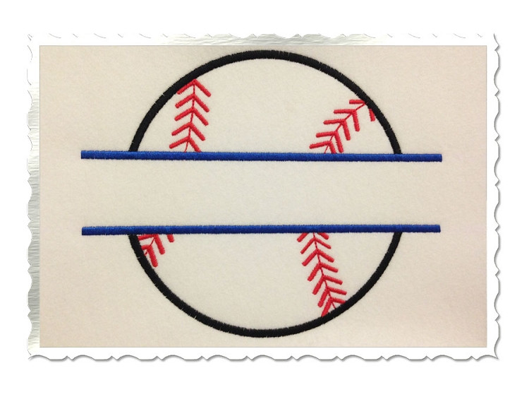 Applique Split Baseball or Softball Machine Embroidery Design