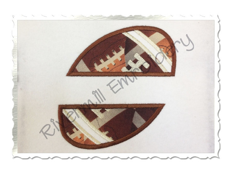 Applique Split Football Machine Embroidery Design (Version 2)