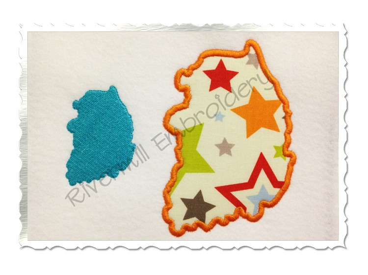 Applique & Fill Korea Outline Machine Embroidery Design