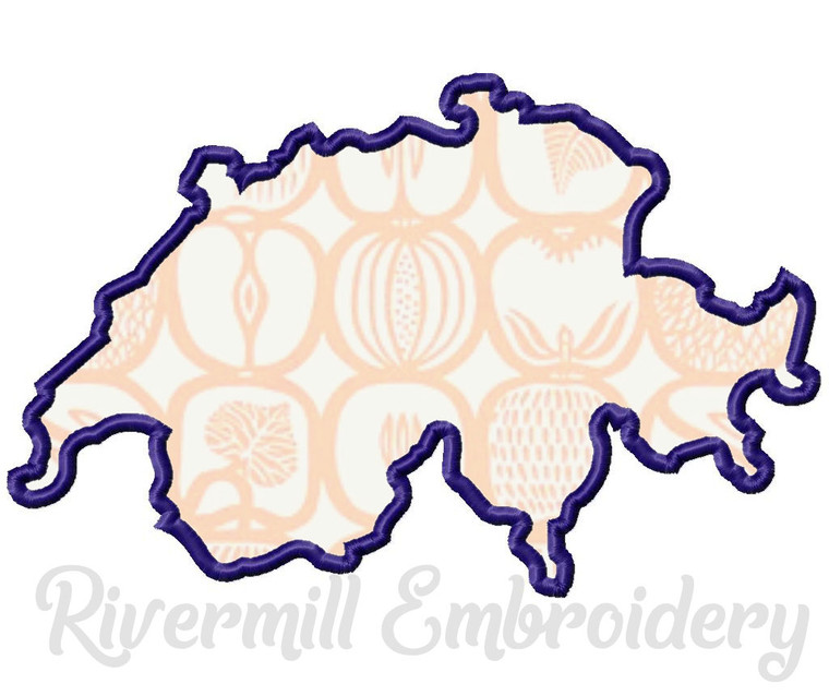 Applique Switzerland Outline Machine Embroidery Design