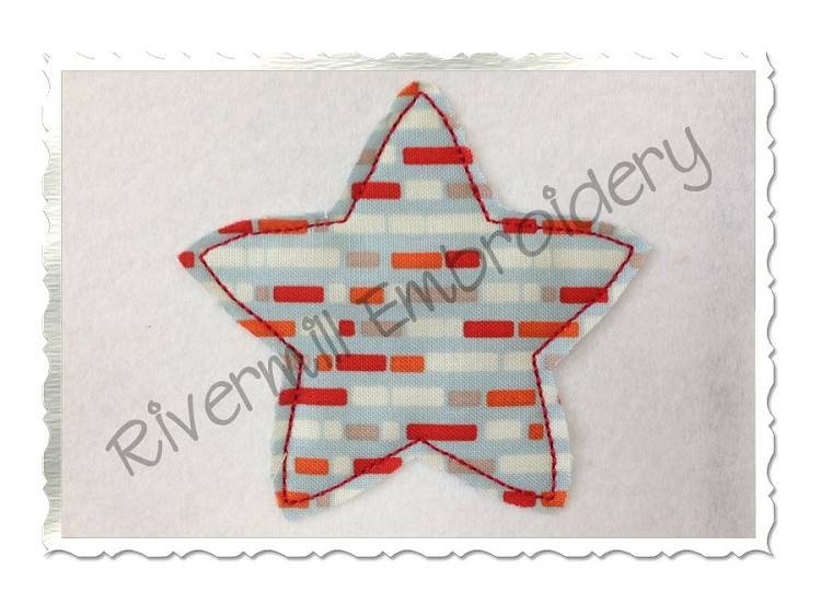 Raggy Applique Star Machine Embroidery Design