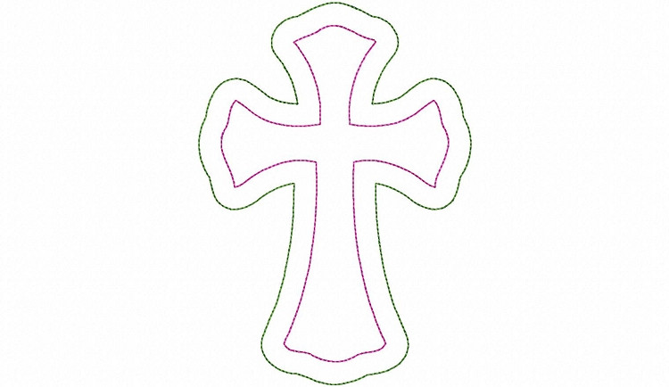 Raggy Double Applique Cross Machine Embroidery Design