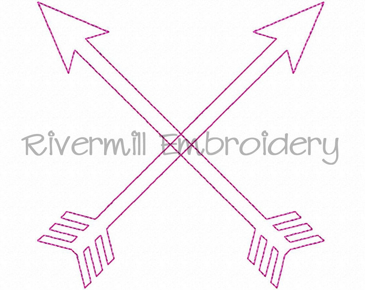 Raggy Applique Crossed Arrows Machine Embroidery Design