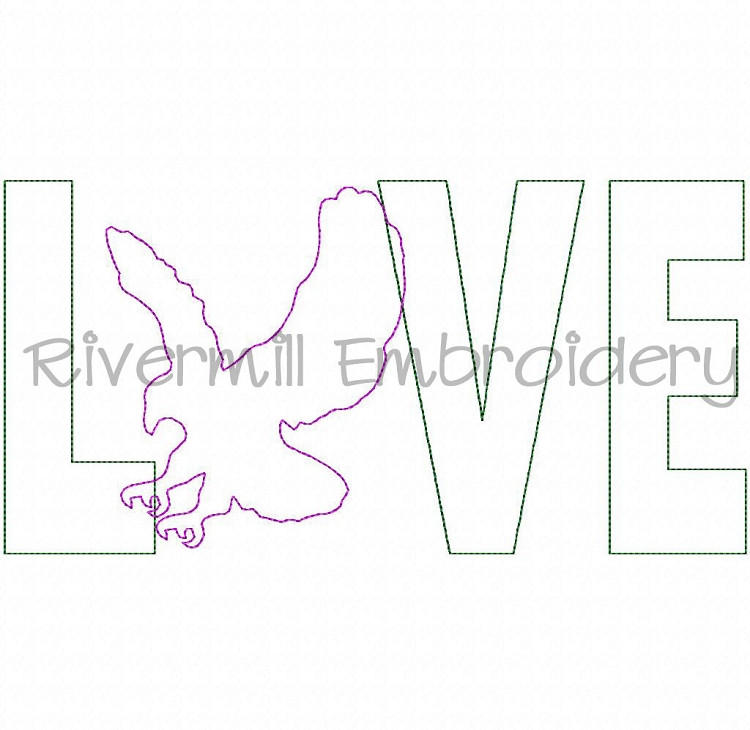 Raggy Applique Eagle Love Machine Embroidery Design