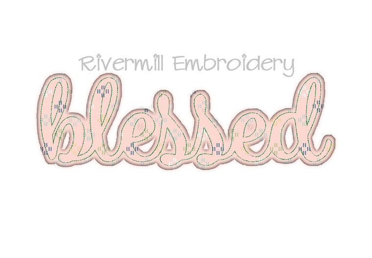 Raggy Applique Script Blessed Machine Embroidery Design