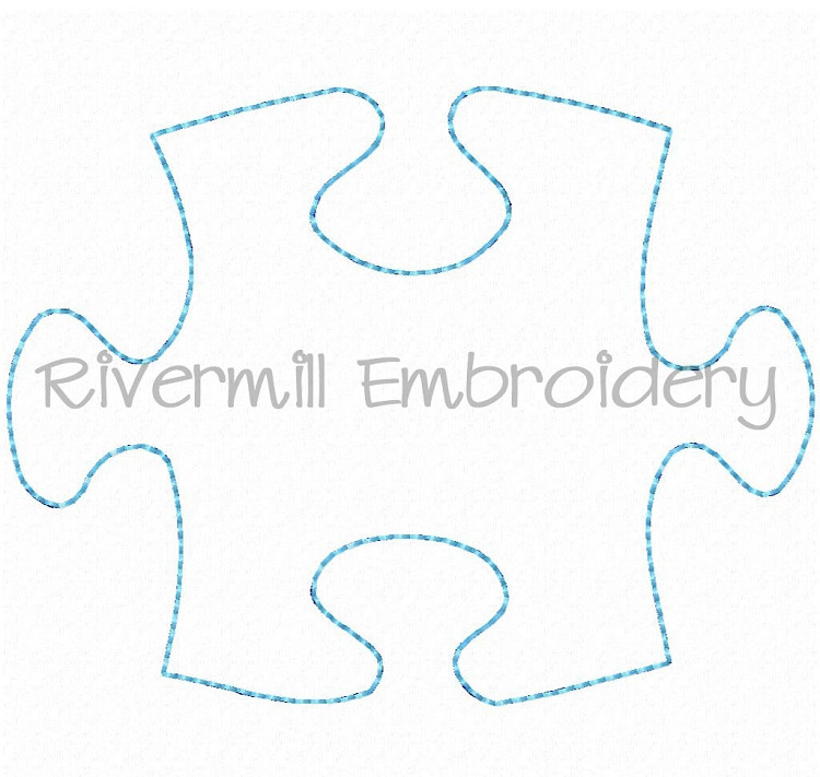 Raggy Applique Autism Puzzle Piece Machine Embroidery Design