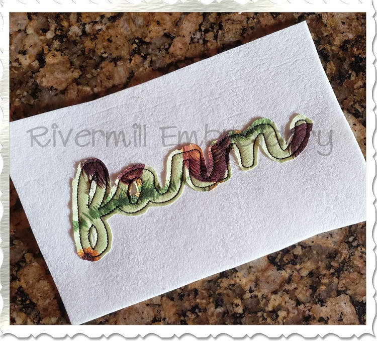 Raggy Applique Script Farm Machine Embroidery Design